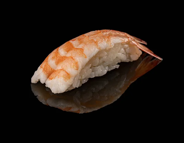 Delicioso Sushi Nigiri Camarón Sobre Fondo Negro —  Fotos de Stock