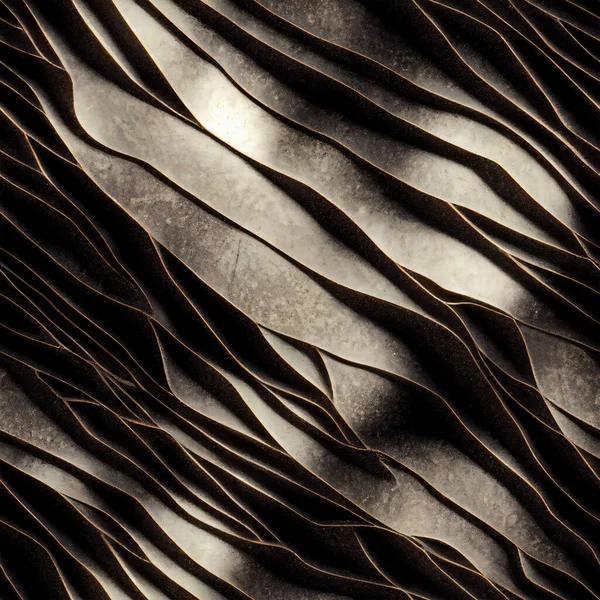 金属抽象波状无缝背景 3D渲染说明 — 图库照片