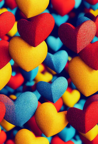 Festive romantic heart background for Valentine\'s day, 3D illustration