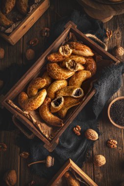 Traditional Slovakian Christmas short pastry, Bratislava rolls, crescent shape