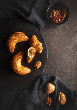 Traditional Slovakian Christmas short pastry, Bratislava rolls, crescent shape