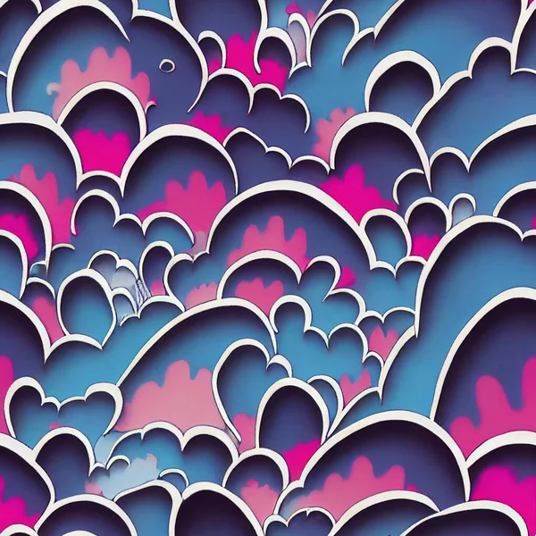 Abstract clouds pattern, illustration artwork digital design
