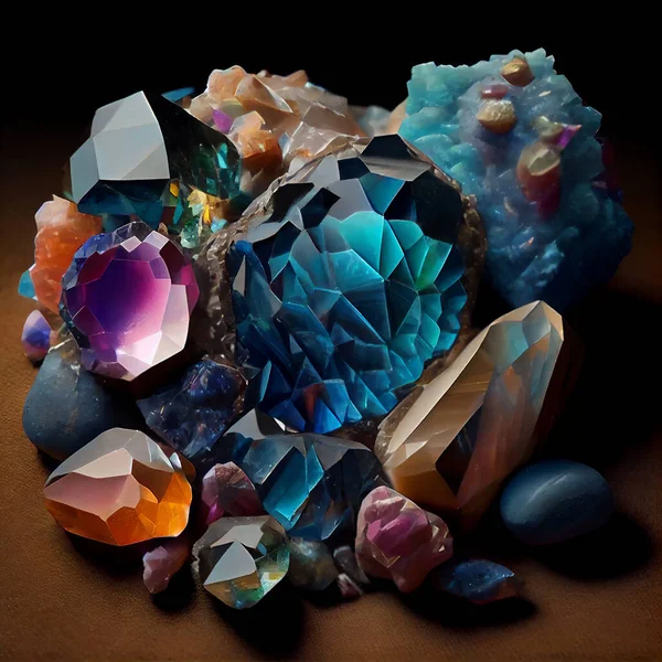Jewelry precious or semiprecious gem stones, 3D illustration