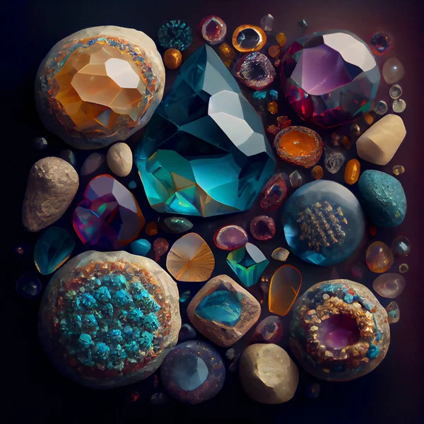 Realistic precious or semiprecious gem stones, 3d illustration design