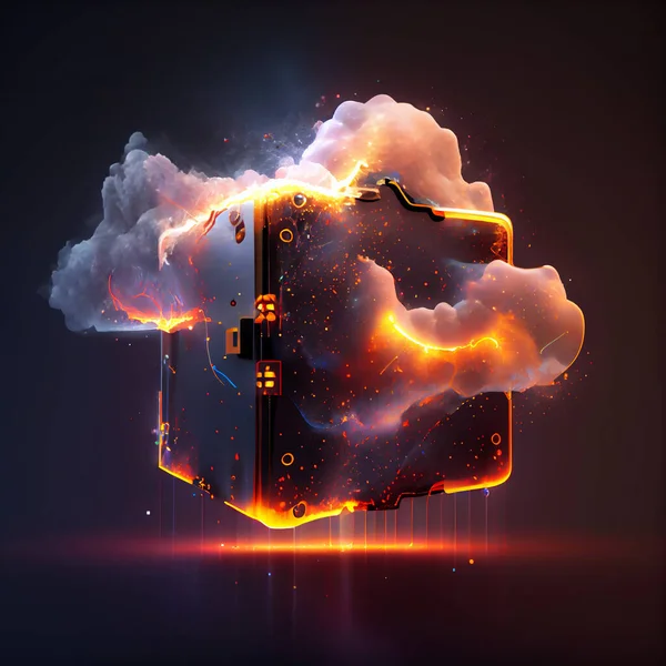 Cloud computing cyber security 3d illustration art design