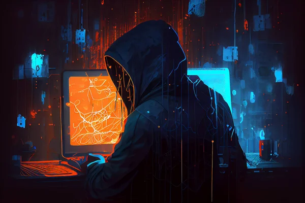 Hacker attack and web security concept, 3D illustration art design