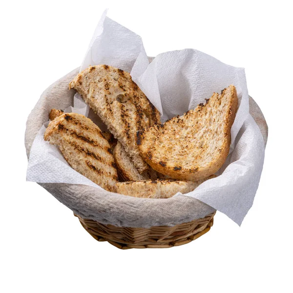 Toast Van Gezaaid Meergranen Brood Mand — Stockfoto