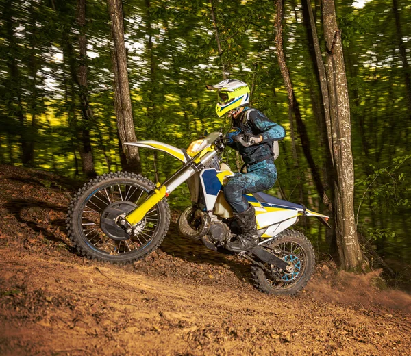 Bilder Från Enduro Motorcykel Amator Träning Skogen — Stockfoto