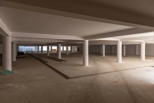 Underground Parking Lot Construction Concrete Interior Unfinished Parking Area — Stock Photo, Image