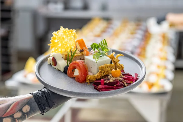 Luxuriöses Essen Für Den Hochzeitstisch Gourmetrestaurant — Stockfoto