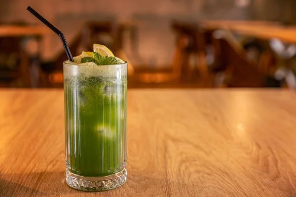 Groene Limonade Zomer Cocktail Met Munt Citroen — Stockfoto