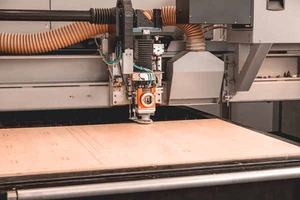 Laserový Řezačka Řezání Plechu Dřeva Technology Manufacturing Concept — Stock fotografie