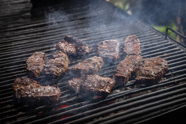 Grilovaný Hovězí Steak Grilu Koncept Grilování — Stock fotografie