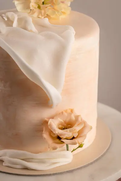 Elegante Torta Nuziale Con Fiori Color Pastello Primo Piano Immagini Stock Royalty Free