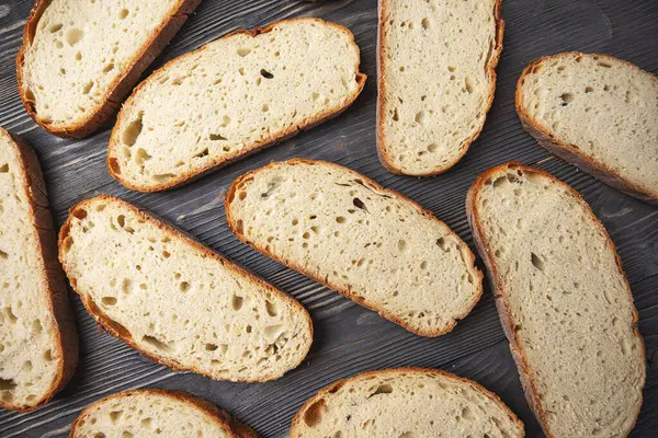 Frisch Gebackenes Handwerklich Getoastetes Brot Brotscheiben Hintergrund — Stockfoto