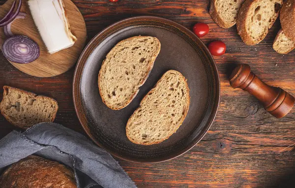 Свежеиспеченный Хлеб Теста Вид Сверху Стоковое Фото