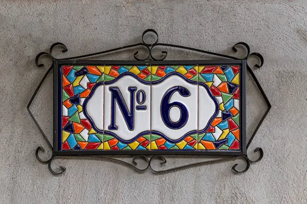 Number Six House Number Decorative Ceramic Tile Digit Royalty Free Stock Images