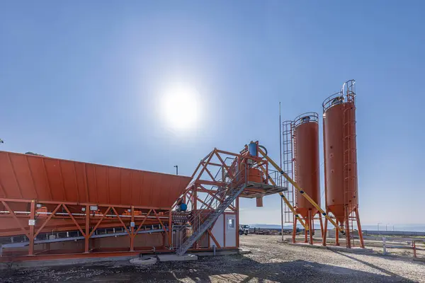 Industrial Cement Production Plant Sunny Sky Stock Image
