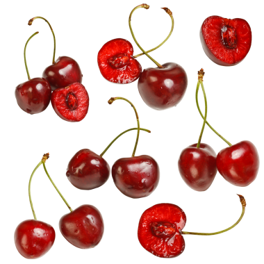 Taze, sulu, olgun kirazlar, yiyeceklerle ilgili tasarımlar için mükemmel.