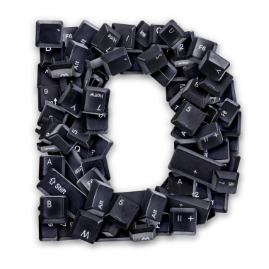 Siyah klavye düğmelerinden yapılmış D harfi