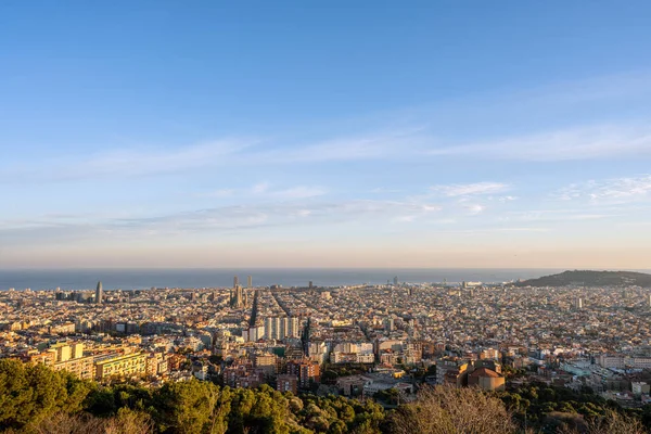 Вид Барселону Середземним Морем Позаду Ліцензійні Стокові Фото