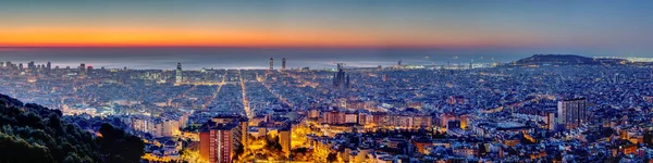 Spanya Barselona Panoraması Şafakta — Stok fotoğraf