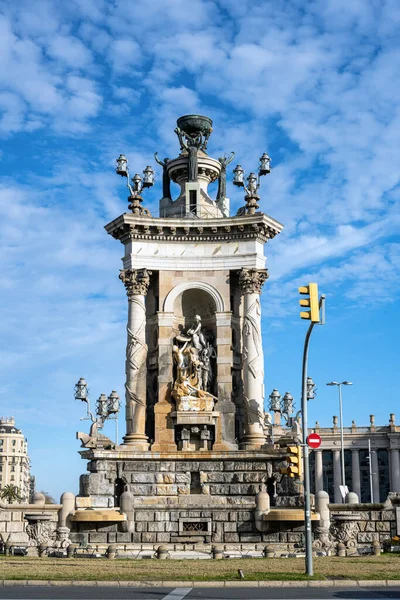 Las Estatuas Fuente Plaza Espana Barcelona —  Fotos de Stock