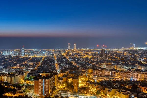 Вид Центр Барселоны Испании Ночью — стоковое фото