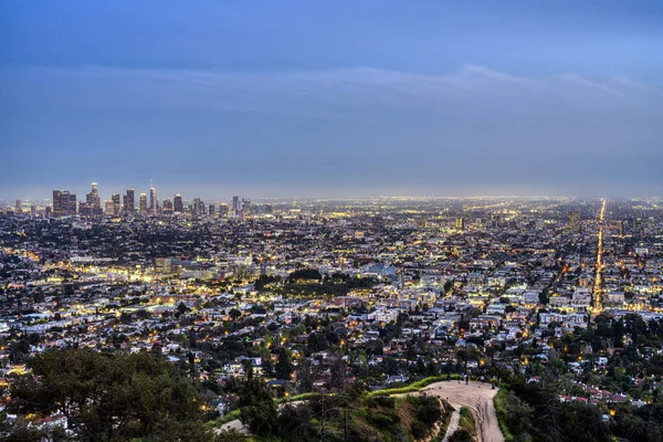 Los Angeles Panorama Centra Soumraku — Stock fotografie