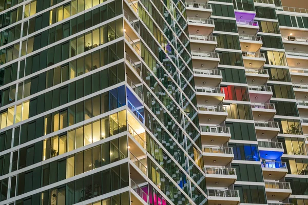 Facade High Rise Apartment Building Night — Stock Photo, Image