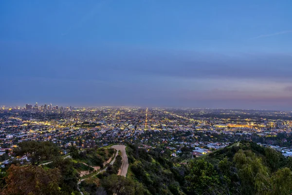 Nekonečné Los Angeles Panorama Centra Soumraku — Stock fotografie
