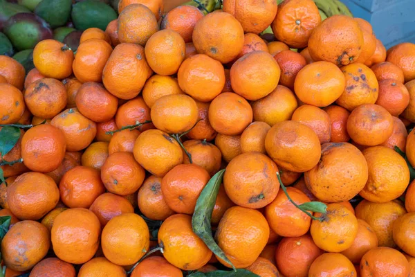 Mucchio Mandarini Vendita Mercato — Foto Stock