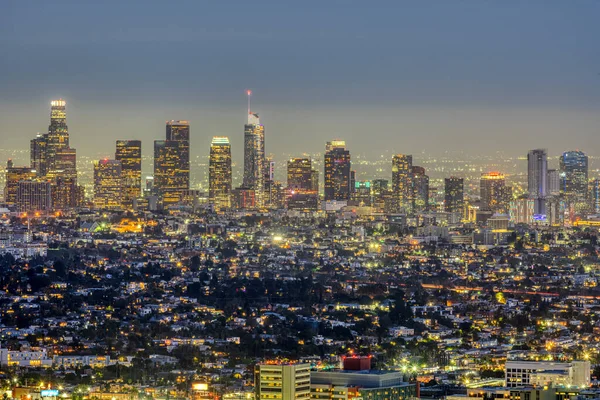 Panorama Centru Los Angeles Noci — Stock fotografie
