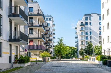 Berlin, Almanya 'da modern apartman binaları ile geliştirme alanı