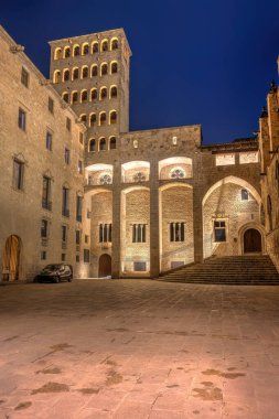 Barcelona 'daki Gotik Mahalledeki Plaza del Rey' de.