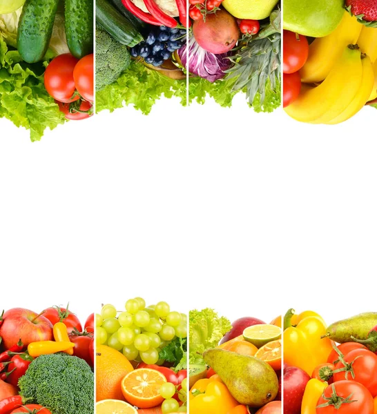Telaio Sano Verdure Frutta Isolate Sfondo Bianco — Foto Stock