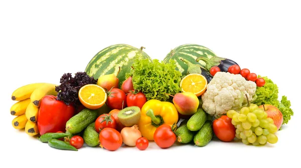 Frisches Gemüse Und Obst Isoliert Nicht Weißen Hintergrund — Stockfoto