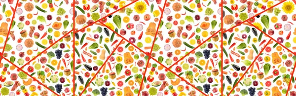 Mooi Naadloos Patroon Gezond Fruit Groenten Bessen — Stockfoto