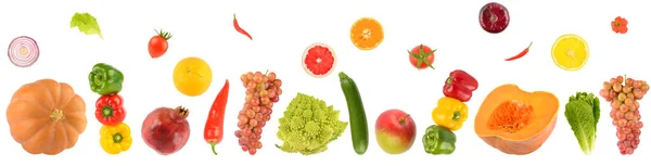 Caída Verduras Frutas Frescas Aisladas Sobre Fondo Blanco —  Fotos de Stock