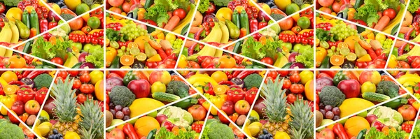 Beautiful Seamless Pattern Wholesome Colorful Fruits Vegetables Berries — Fotografia de Stock