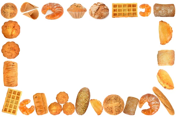 Ram Från Läckra Och Färska Bröd Produkter Isolerad Vit Bakgrund — Stockfoto