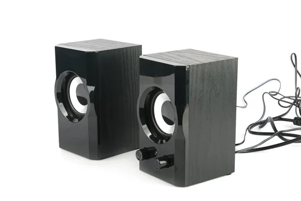 Black Music Speakers Isolated White Background — Stock Photo, Image