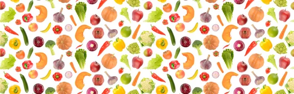 Fruit Vegetable Seamless Pattern Isolated White Background — ストック写真