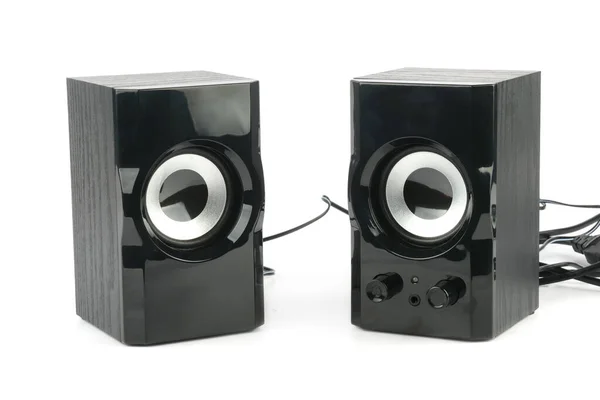 Black Music Speakers Isolated White Background — Stock Photo, Image