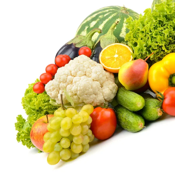 Νωπά Λαχανικά Και Φρούτα Απομονωμένα Όχι Λευκό Φόντο — Φωτογραφία Αρχείου