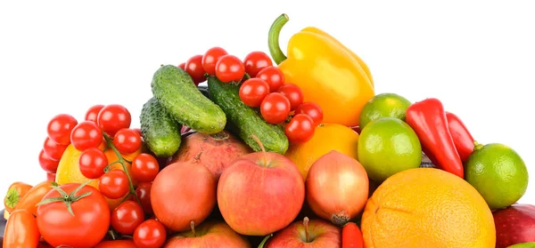 Wielokolorowe Apetyczne Owoce Warzywa Przydatne Dla Zdrowia Izolowane Białym Tle — Zdjęcie stockowe