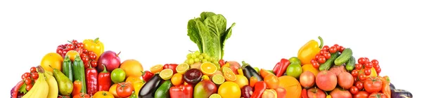 Mnohobarevné Bobule Ovoce Zelenina Izolované Bílém Pozadí — Stock fotografie