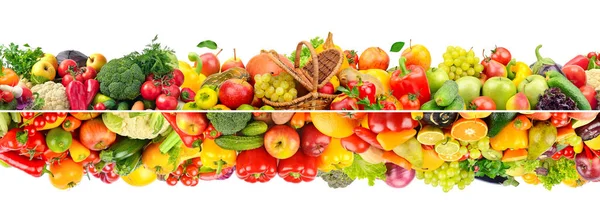 Verzameling Van Fruit Groenten Bessen Geïsoleerd Witte Achtergrond — Stockfoto