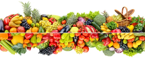 Coleta Frutas Legumes Bagas Isoladas Fundo Branco — Fotografia de Stock