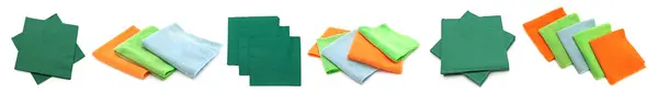 Set Serviettes Papier Tissu Sous Différents Angles Isolés Sur Fond — Photo